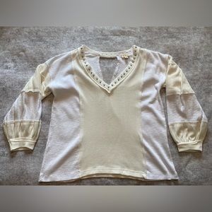White/Cream studded balloon sleeve top